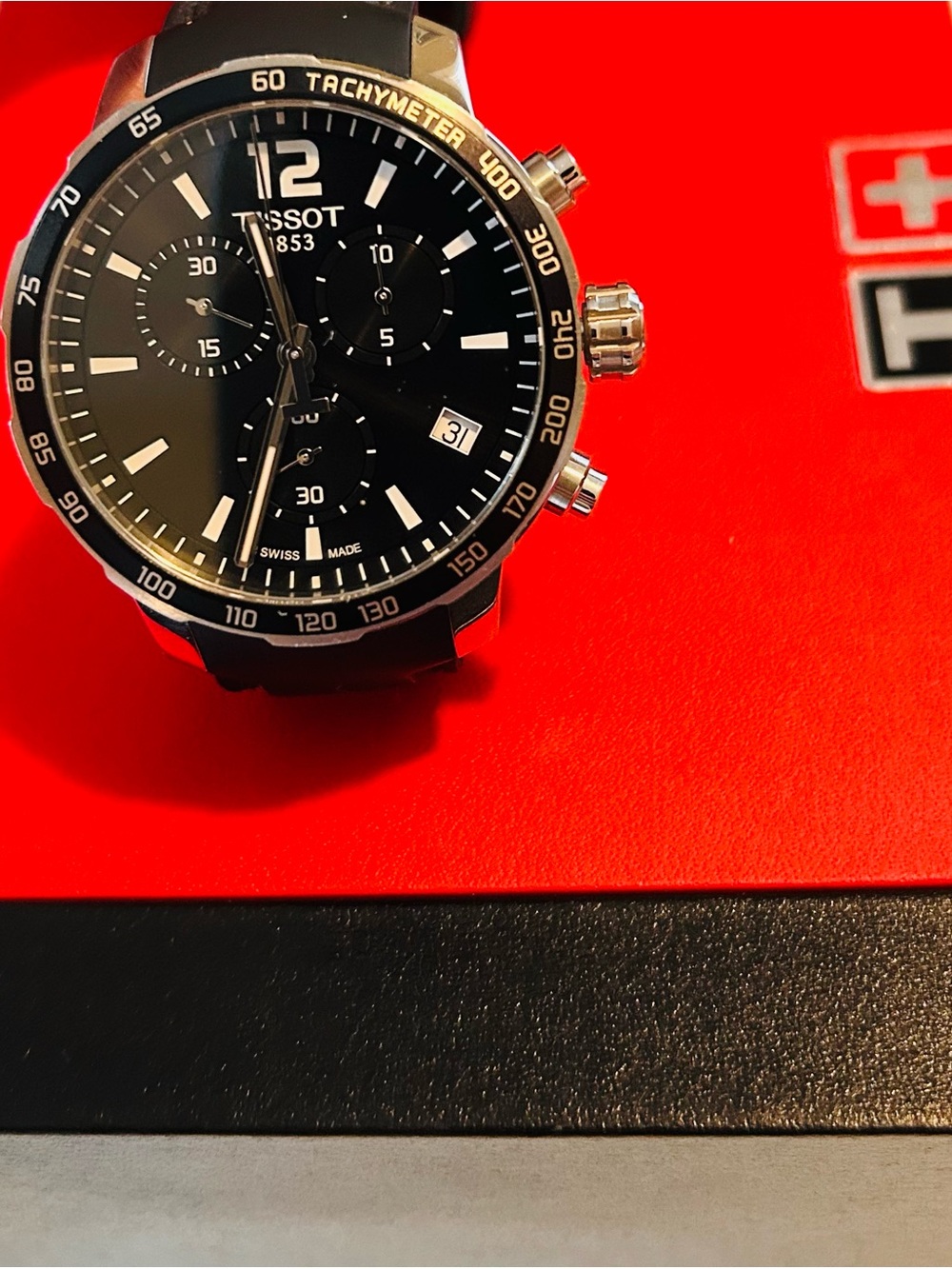 Tissot Black Dial Chronograph with Silver Accents and Black Strap